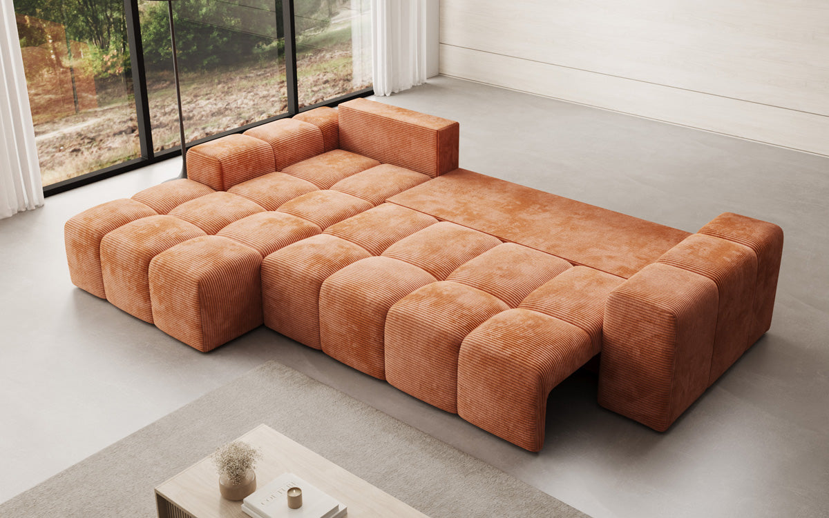 Canapé design Aila avec fonction couchage et fonction rabattable en Côtelé