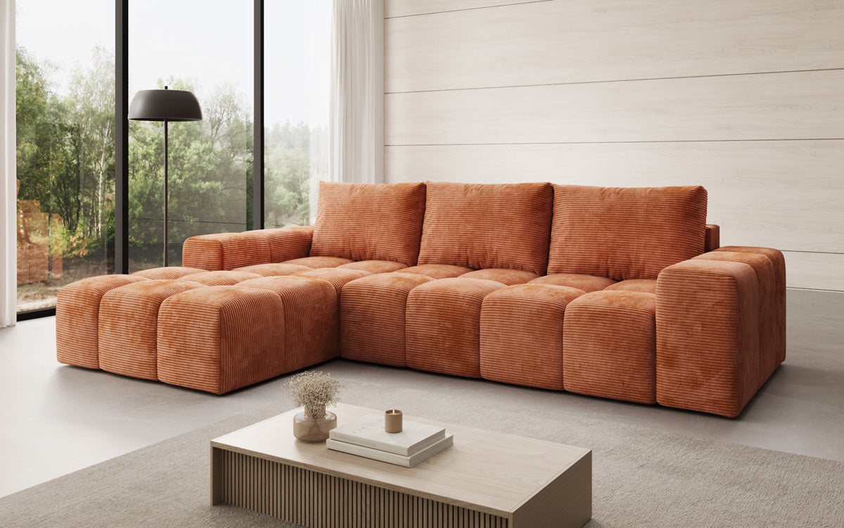 Canapé design Aila avec fonction couchage et fonction rabattable en Côtelé
