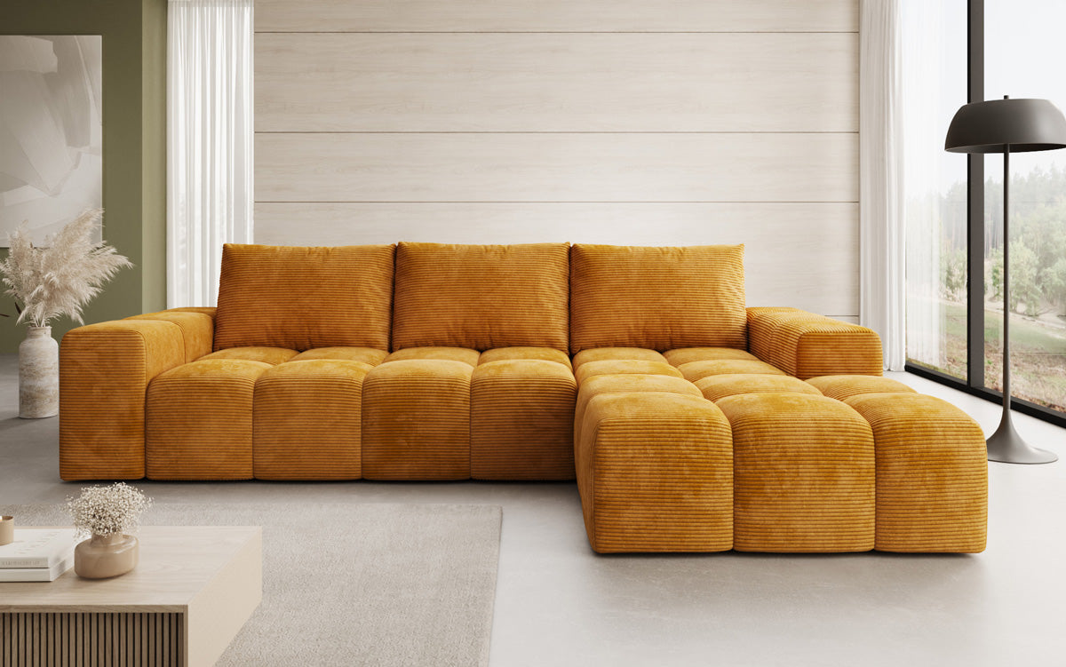Canapé design Aila avec fonction couchage et fonction rabattable en Côtelé