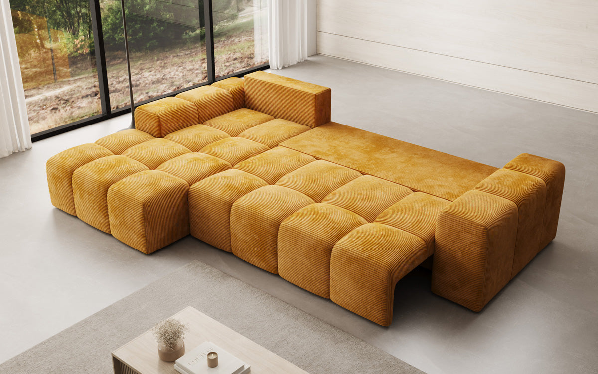 Canapé design Aila avec fonction couchage et fonction rabattable en Côtelé