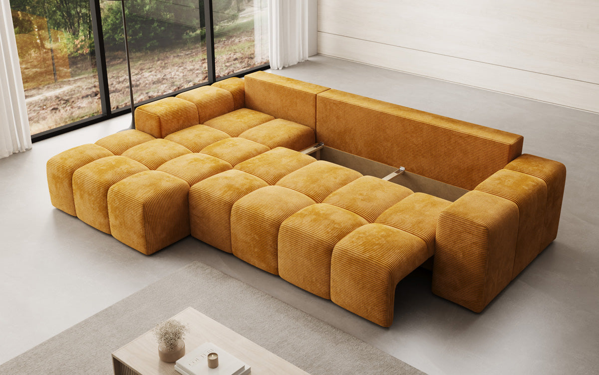 Canapé design Aila avec fonction couchage et fonction rabattable en Côtelé