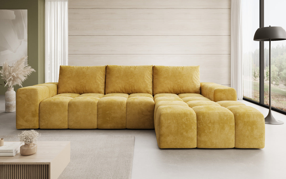 Canapé design Aila avec fonction couchage et fonction rabattable en Côtelé