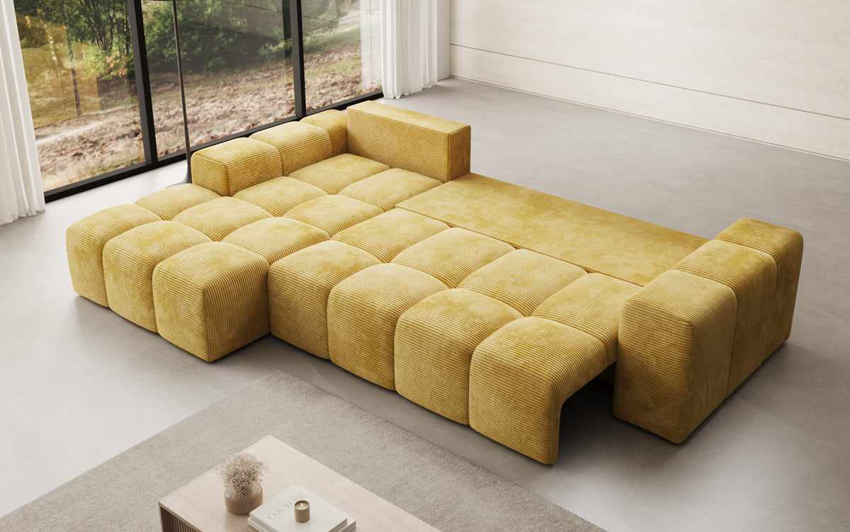 Canapé design Aila avec fonction couchage et fonction rabattable en Côtelé