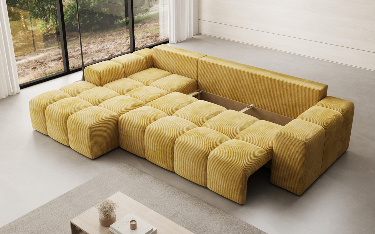 Canapé design Aila avec fonction couchage et fonction rabattable en Côtelé