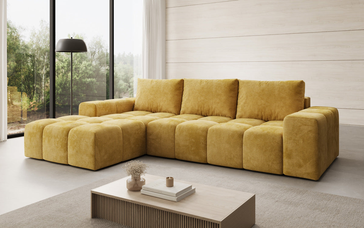 Canapé design Aila avec fonction couchage et fonction rabattable en Côtelé