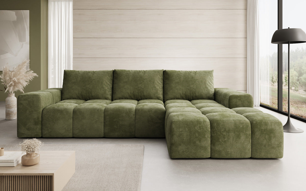Canapé design Aila avec fonction couchage et fonction rabattable en Côtelé