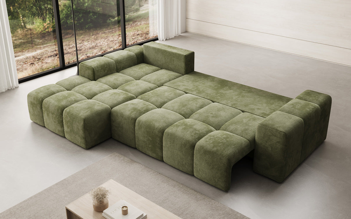 Canapé design Aila avec fonction couchage et fonction rabattable en Côtelé