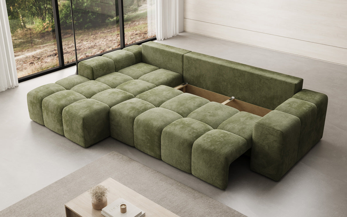 Canapé design Aila avec fonction couchage et fonction rabattable en Côtelé
