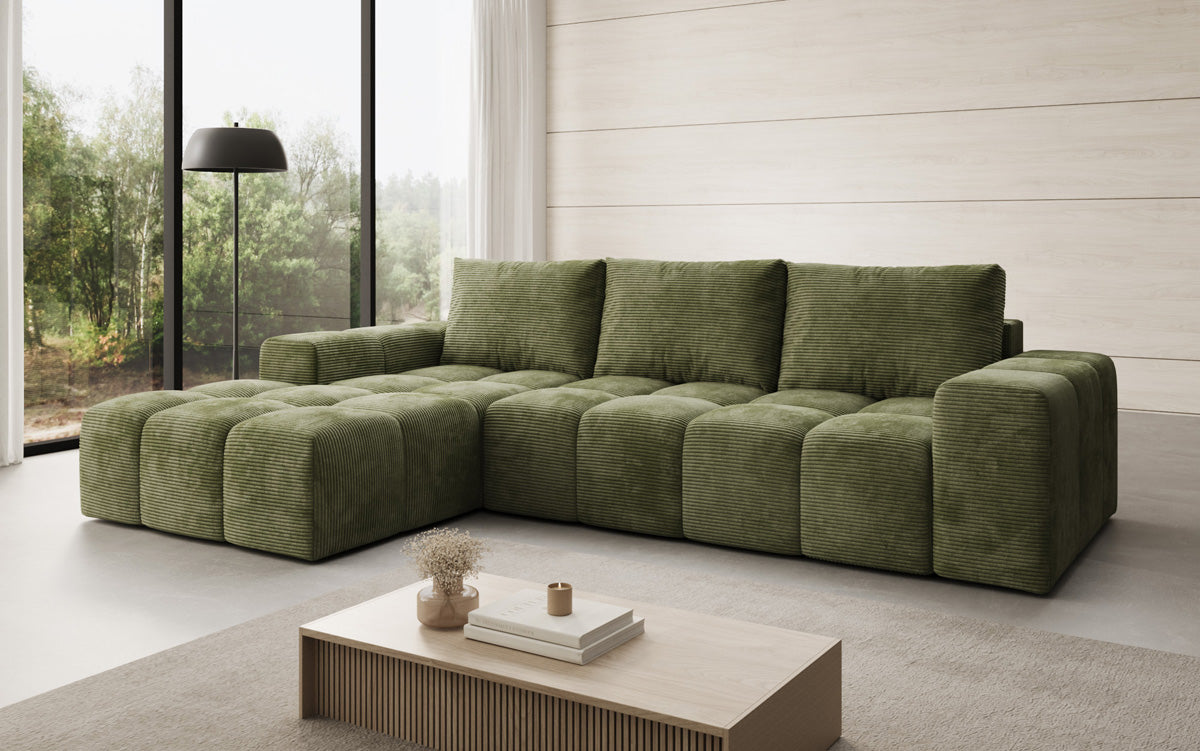 Canapé design Aila avec fonction couchage et fonction rabattable en Côtelé