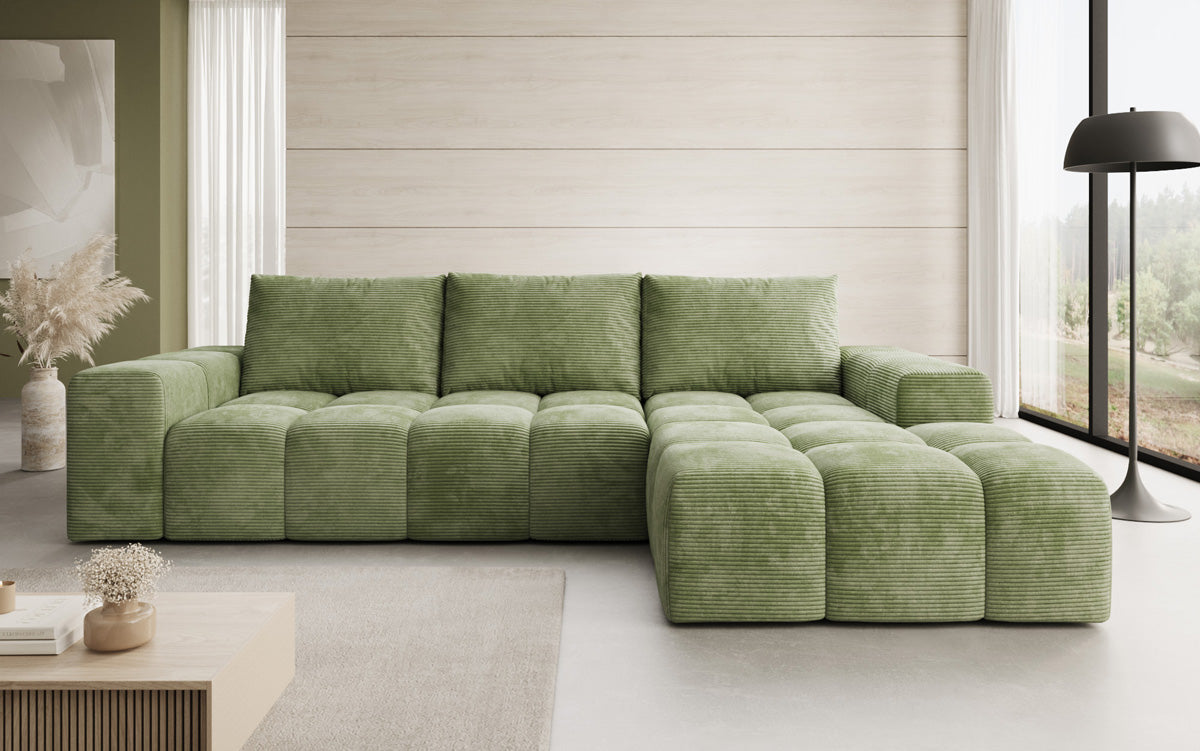 Canapé design Aila avec fonction couchage et fonction rabattable en Côtelé