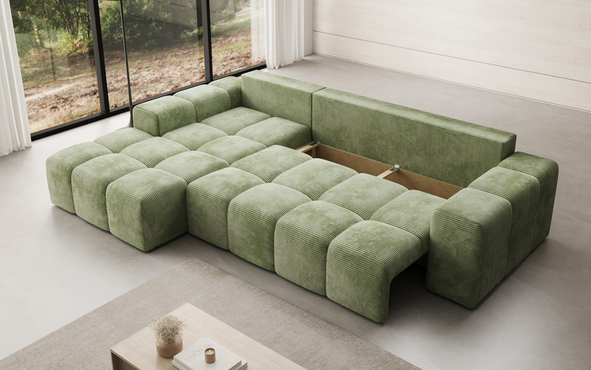Canapé design Aila avec fonction couchage et fonction rabattable en Côtelé