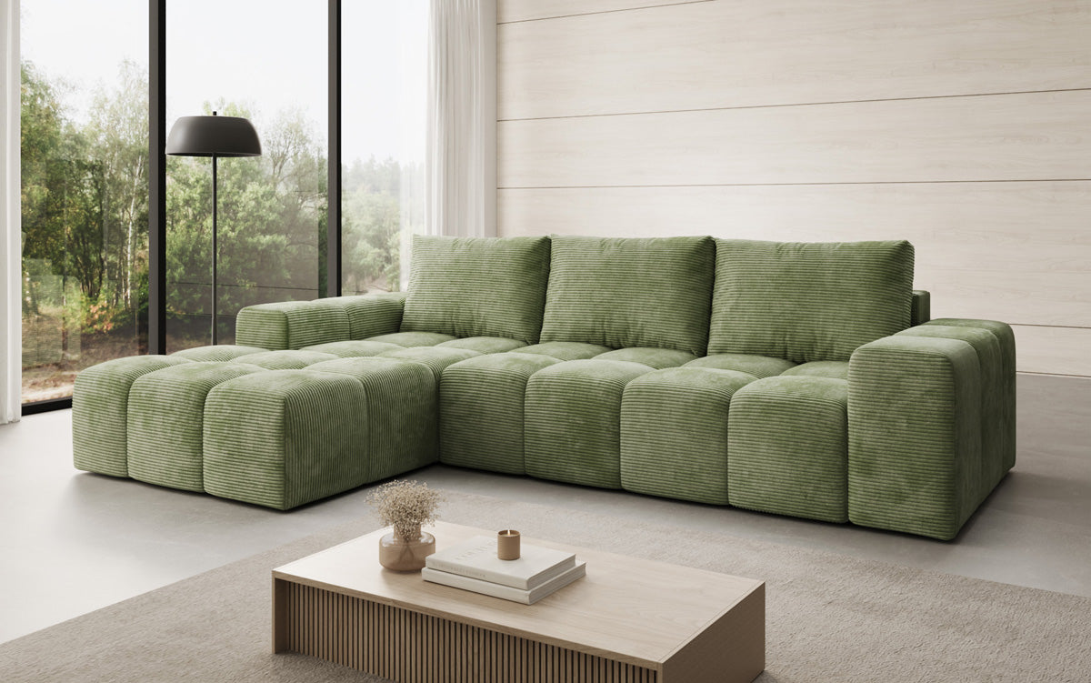 Canapé design Aila avec fonction couchage et fonction rabattable en Côtelé