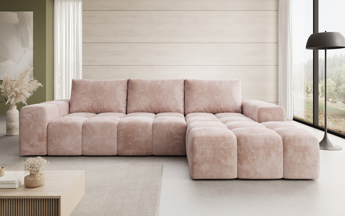 Canapé design Aila avec fonction couchage et fonction rabattable en Côtelé