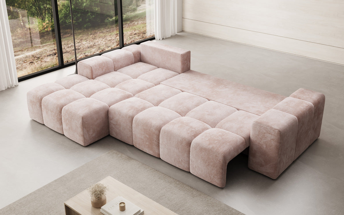 Canapé design Aila avec fonction couchage et fonction rabattable en Côtelé
