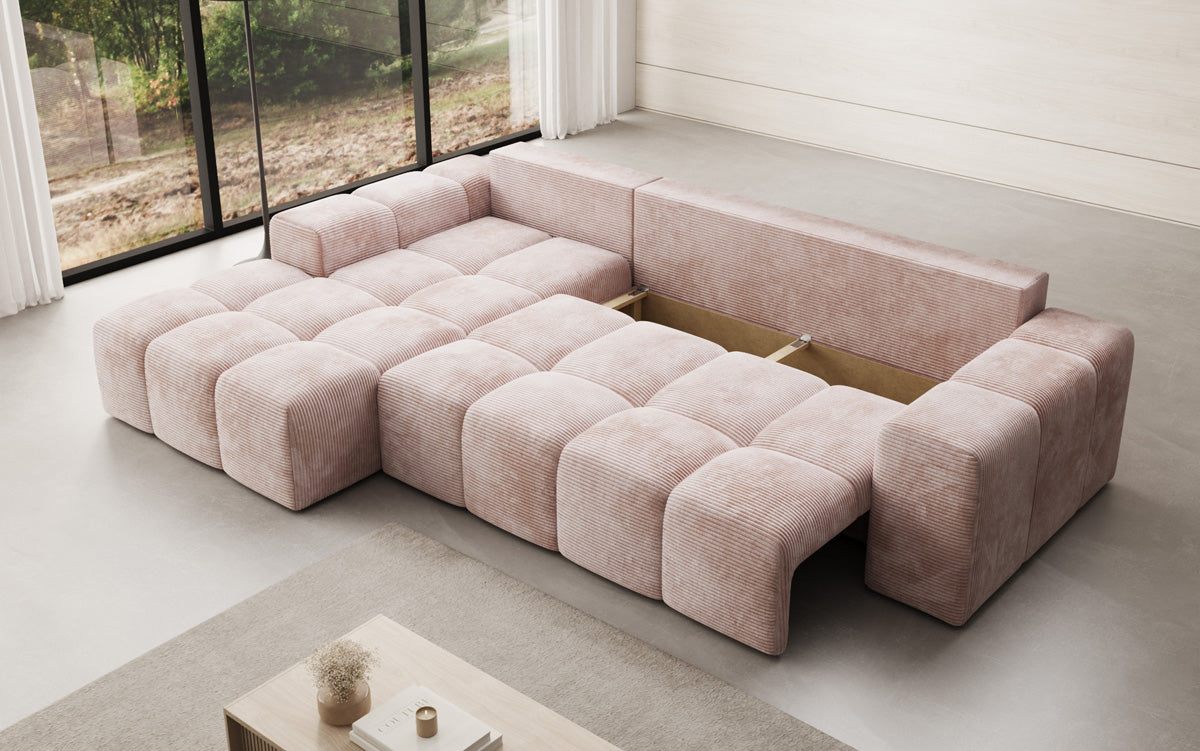 Canapé design Aila avec fonction couchage et fonction rabattable en Côtelé