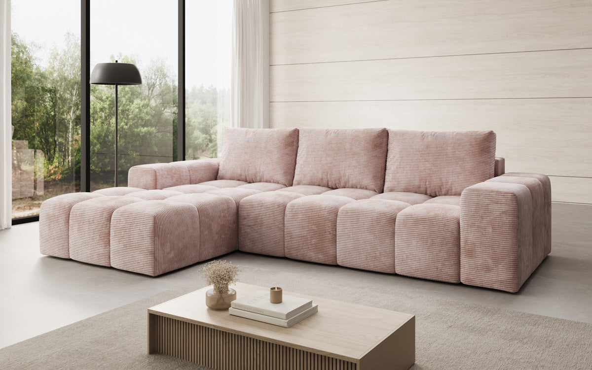 Canapé design Aila avec fonction couchage et fonction rabattable en Côtelé