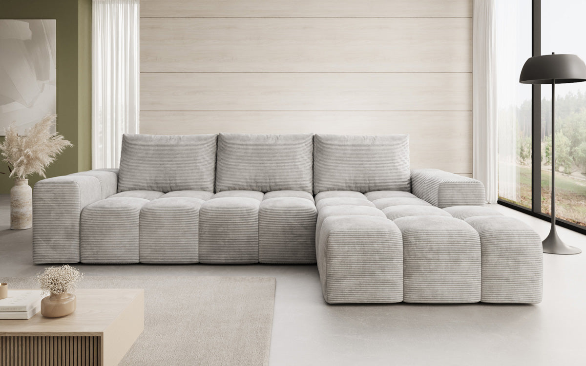 Canapé design Aila avec fonction couchage et fonction rabattable en Côtelé