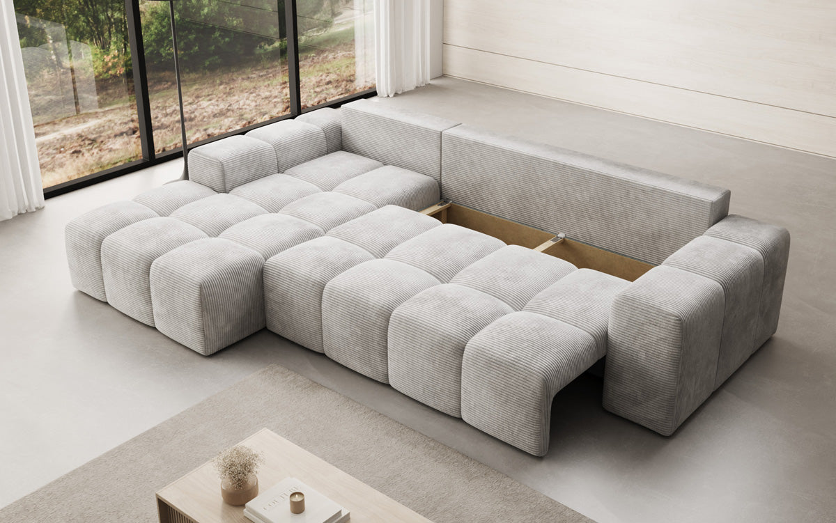 Canapé design Aila avec fonction couchage et fonction rabattable en Côtelé