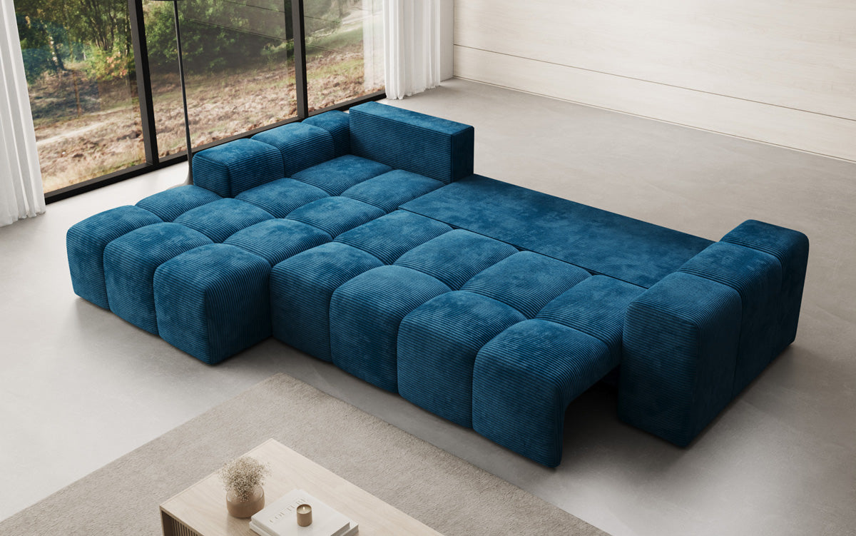 Canapé design Aila avec fonction couchage et fonction rabattable en Côtelé