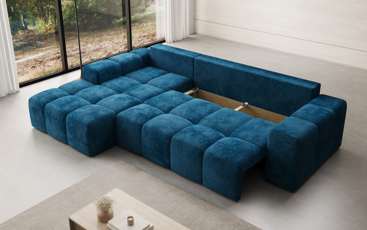 Canapé design Aila avec fonction couchage et fonction rabattable en Côtelé