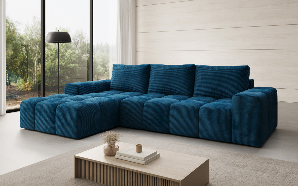 Canapé design Aila avec fonction couchage et fonction rabattable en Côtelé