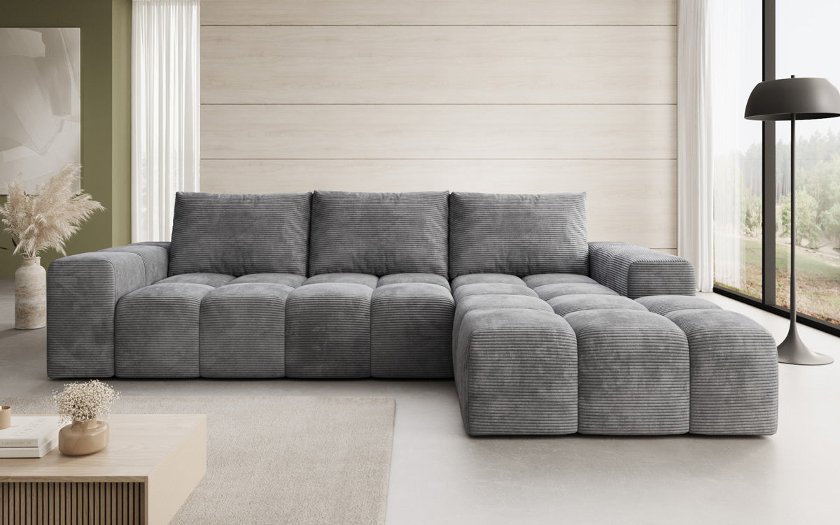 Canapé design Aila avec fonction couchage et fonction rabattable en Côtelé