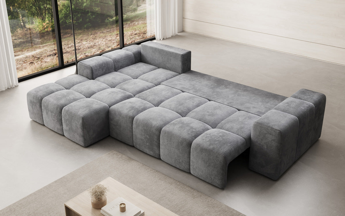 Canapé design Aila avec fonction couchage et fonction rabattable en Côtelé