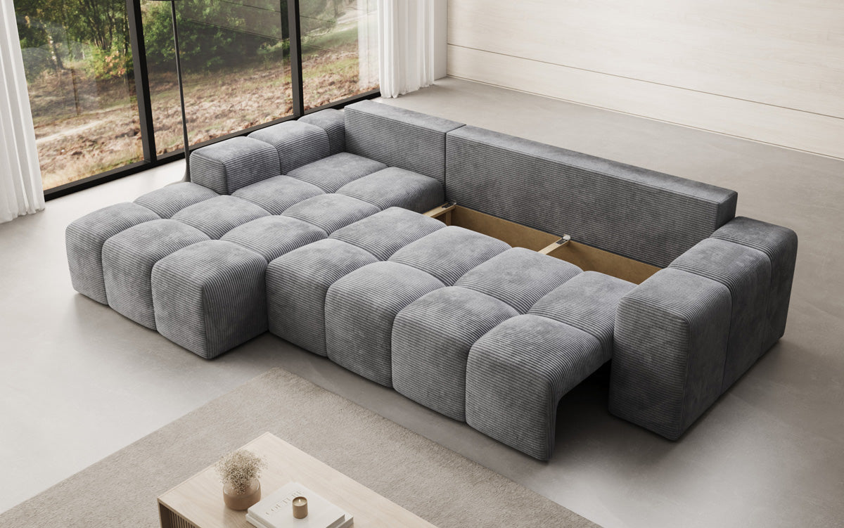 Canapé design Aila avec fonction couchage et fonction rabattable en Côtelé