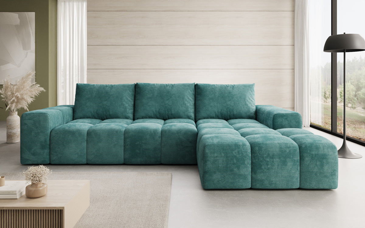 Canapé design Aila avec fonction couchage et fonction rabattable en Côtelé