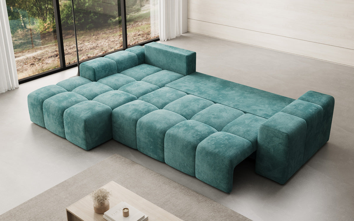 Canapé design Aila avec fonction couchage et fonction rabattable en Côtelé