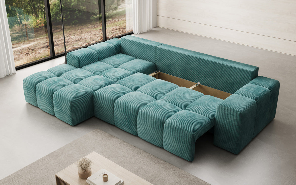 Canapé design Aila avec fonction couchage et fonction rabattable en Côtelé