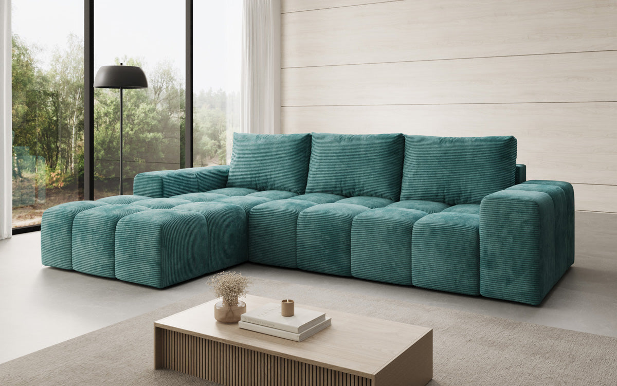 Canapé design Aila avec fonction couchage et fonction rabattable en Côtelé
