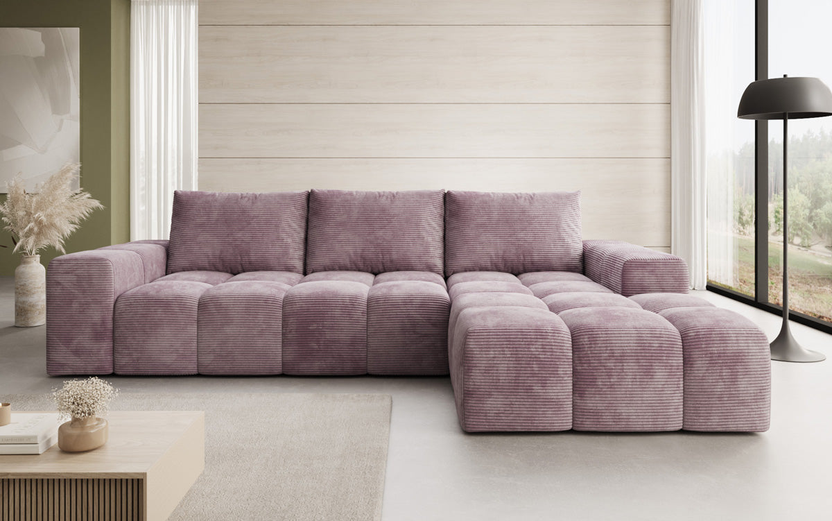 Canapé design Aila avec fonction couchage et fonction rabattable en Côtelé