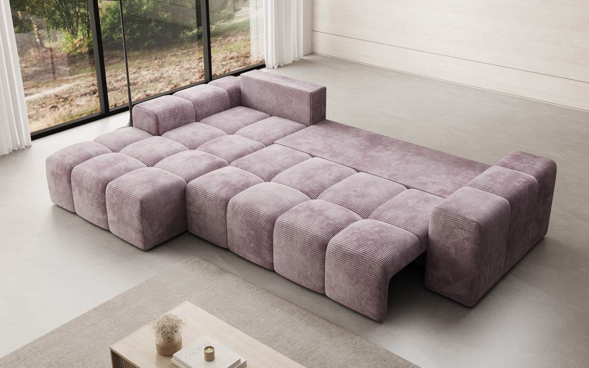 Canapé design Aila avec fonction couchage et fonction rabattable en Côtelé