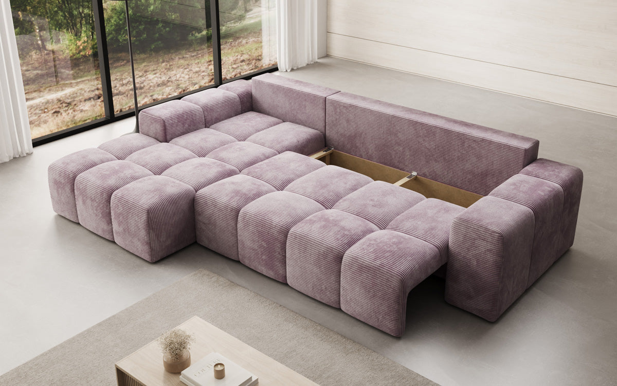 Canapé design Aila avec fonction couchage et fonction rabattable en Côtelé