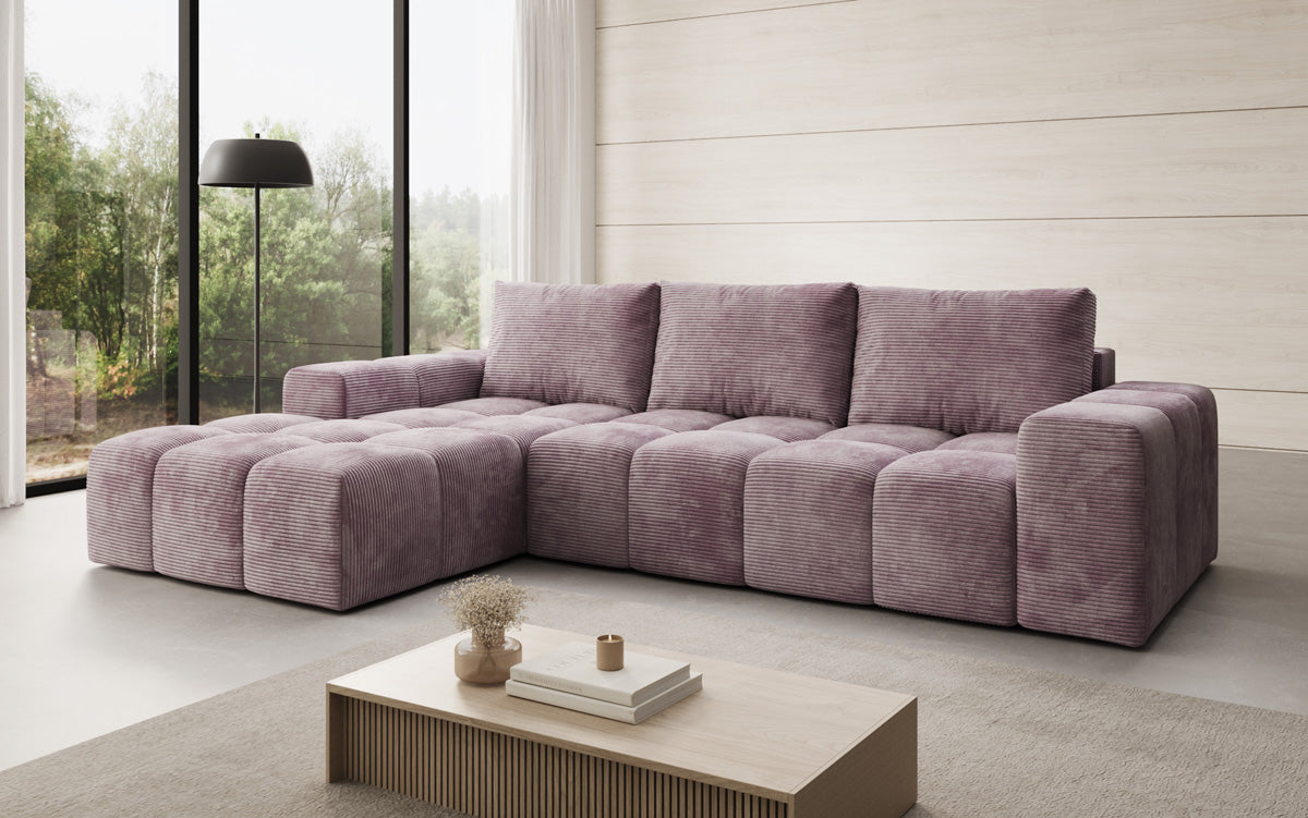 Canapé design Aila avec fonction couchage et fonction rabattable en Côtelé