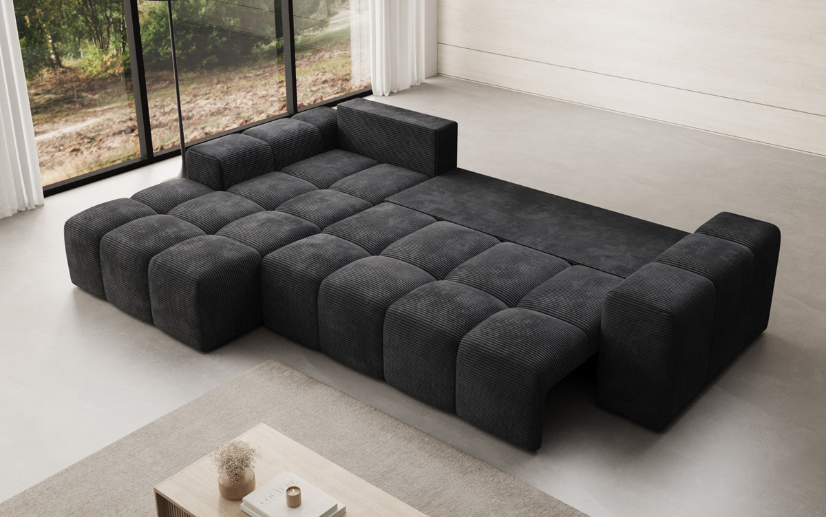 Canapé design Aila avec fonction couchage et fonction rabattable en Côtelé