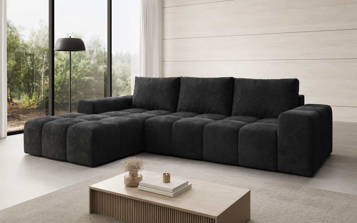 Canapé design Aila avec fonction couchage et fonction rabattable en Côtelé