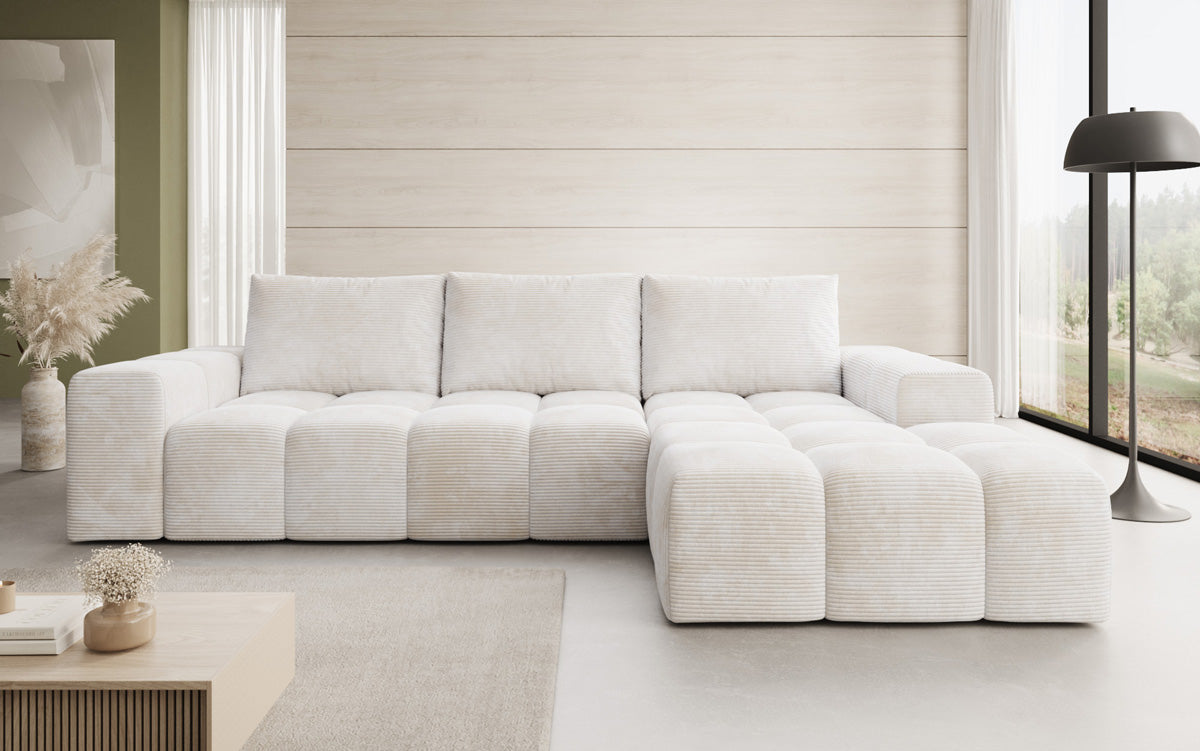 Canapé design Aila avec fonction couchage et fonction rabattable en Côtelé