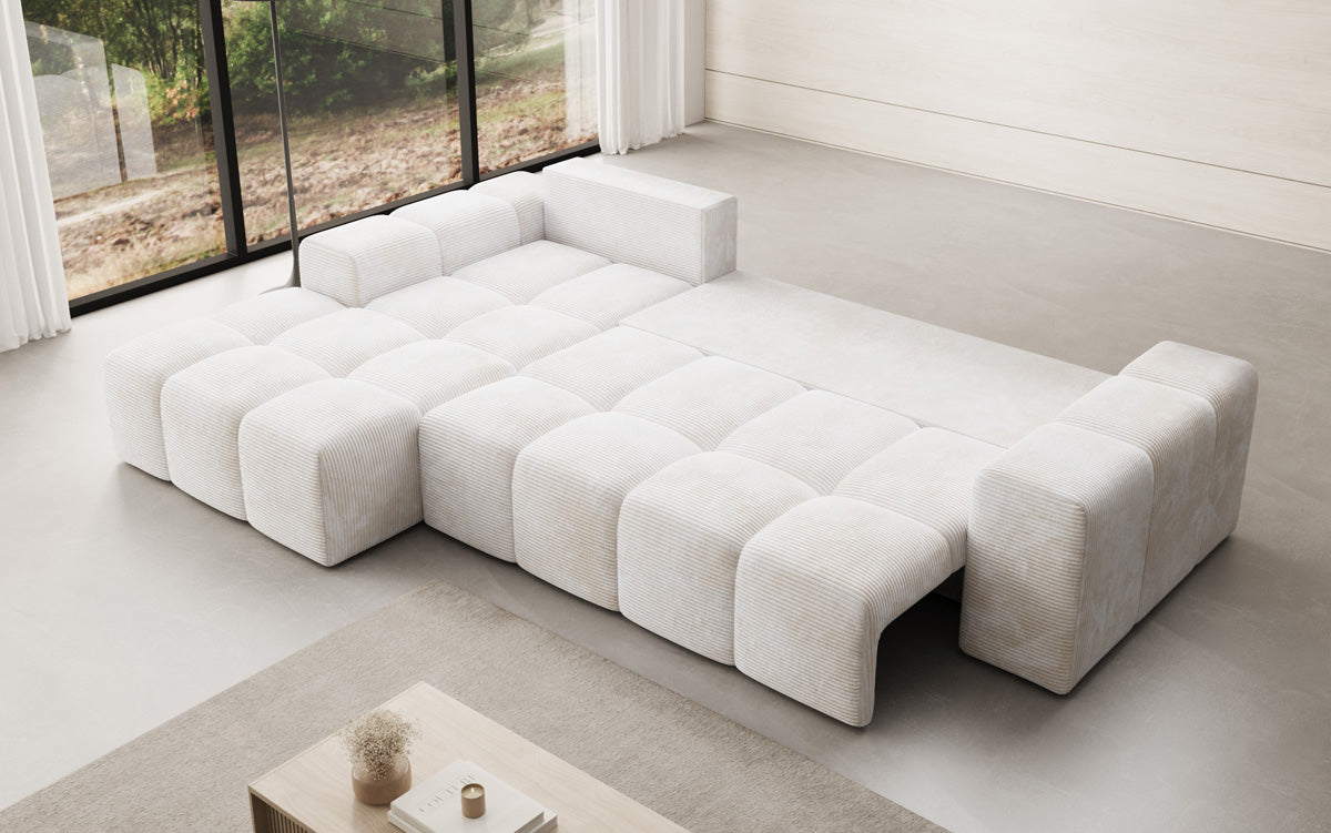 Canapé design Aila avec fonction couchage et fonction rabattable en Côtelé
