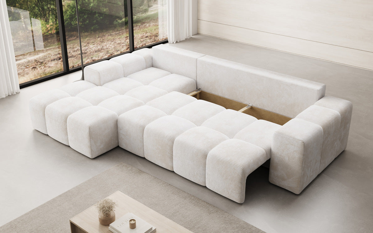 Canapé design Aila avec fonction couchage et fonction rabattable en Côtelé