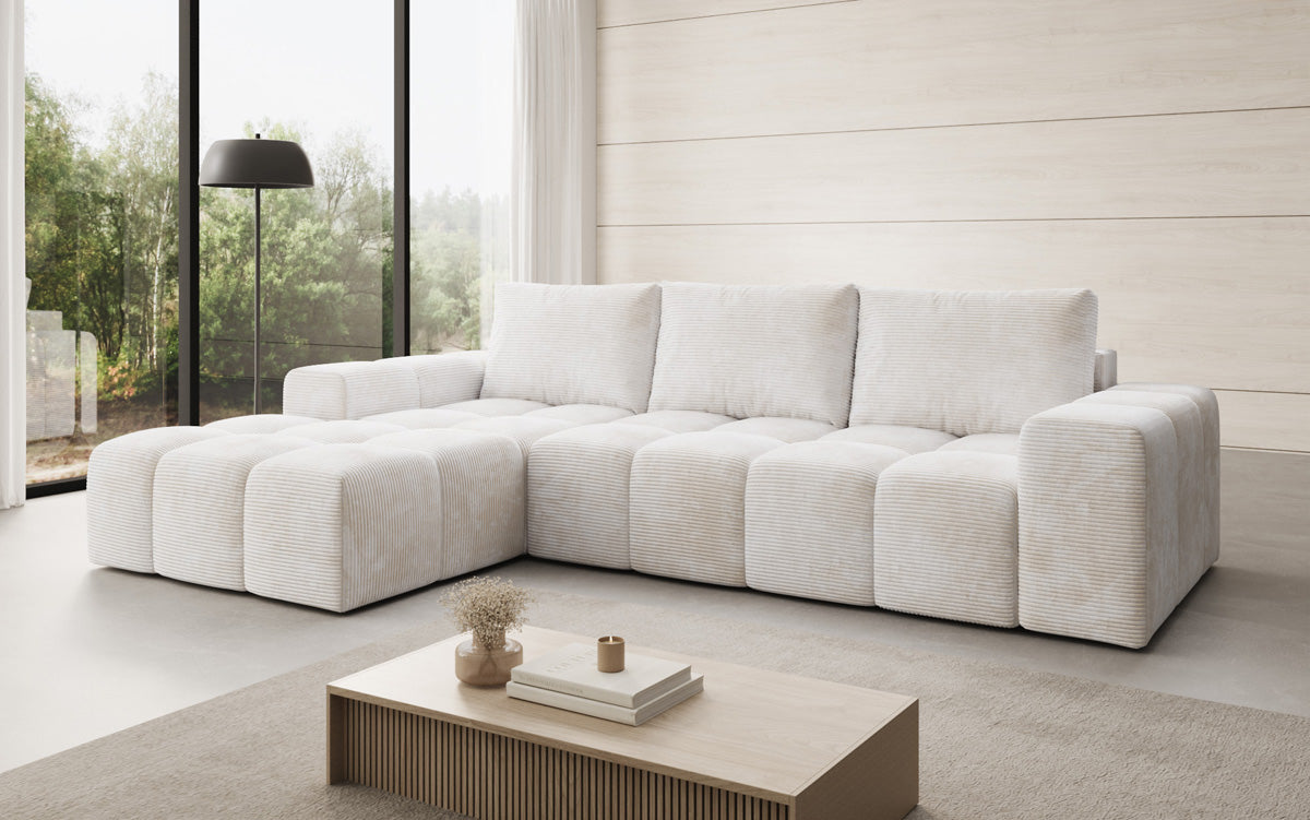 Canapé design Aila avec fonction couchage et fonction rabattable en Côtelé