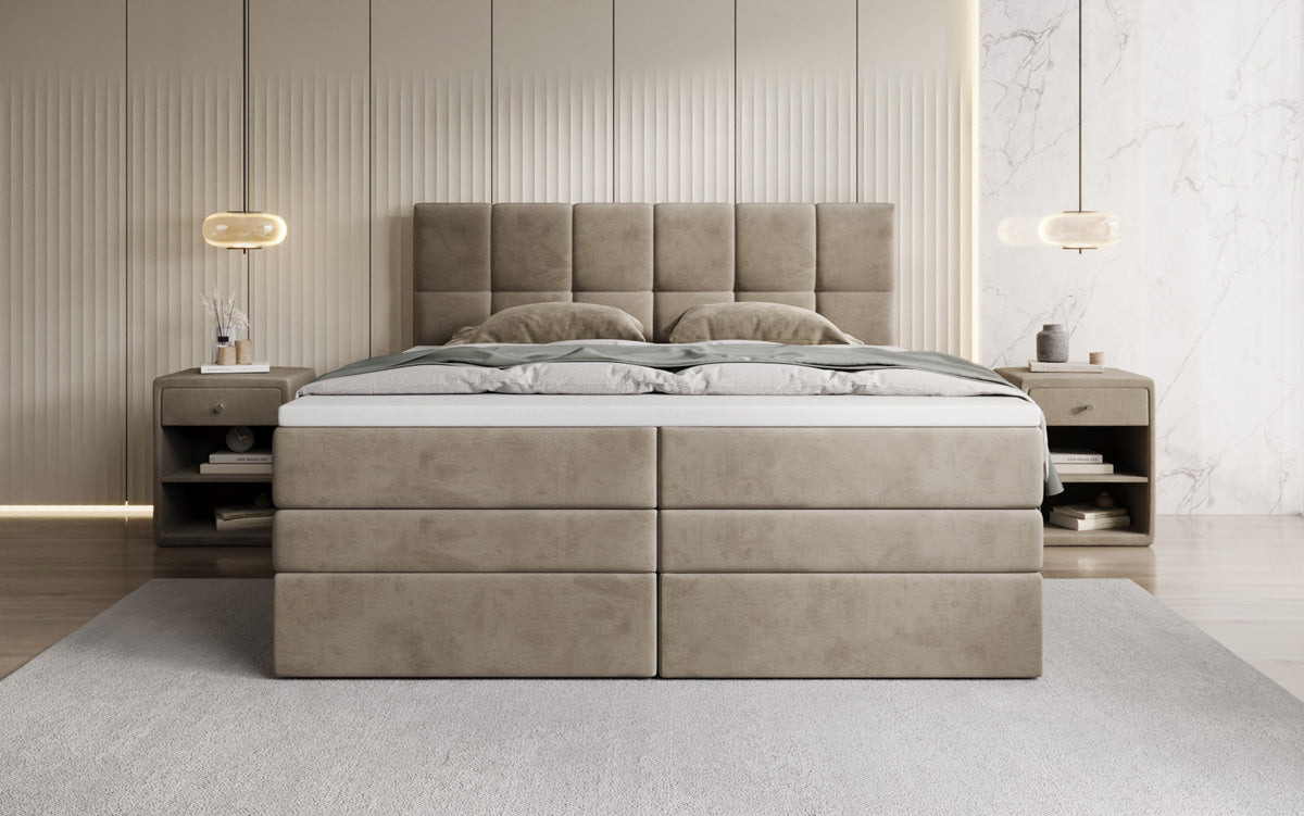Boxspringbed Windsor met opbergruimte in Fluweel