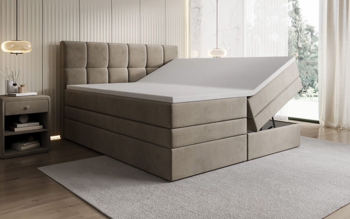 Boxspringbed Windsor met opbergruimte in Fluweel