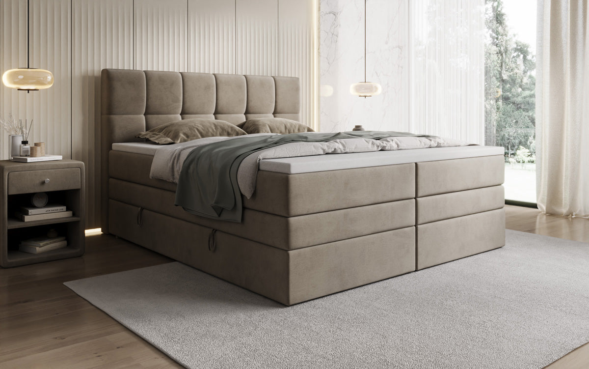 Boxspringbed Windsor met opbergruimte in Fluweel