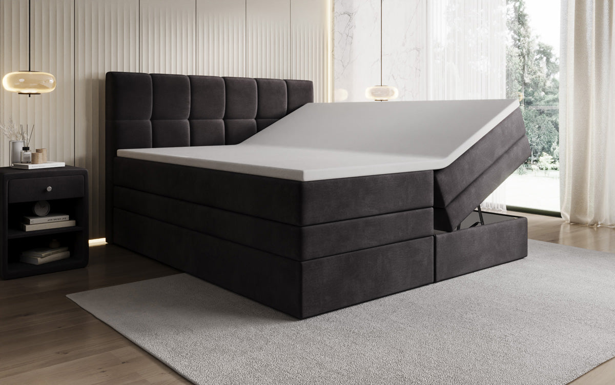Boxspringbed Windsor met opbergruimte in Fluweel