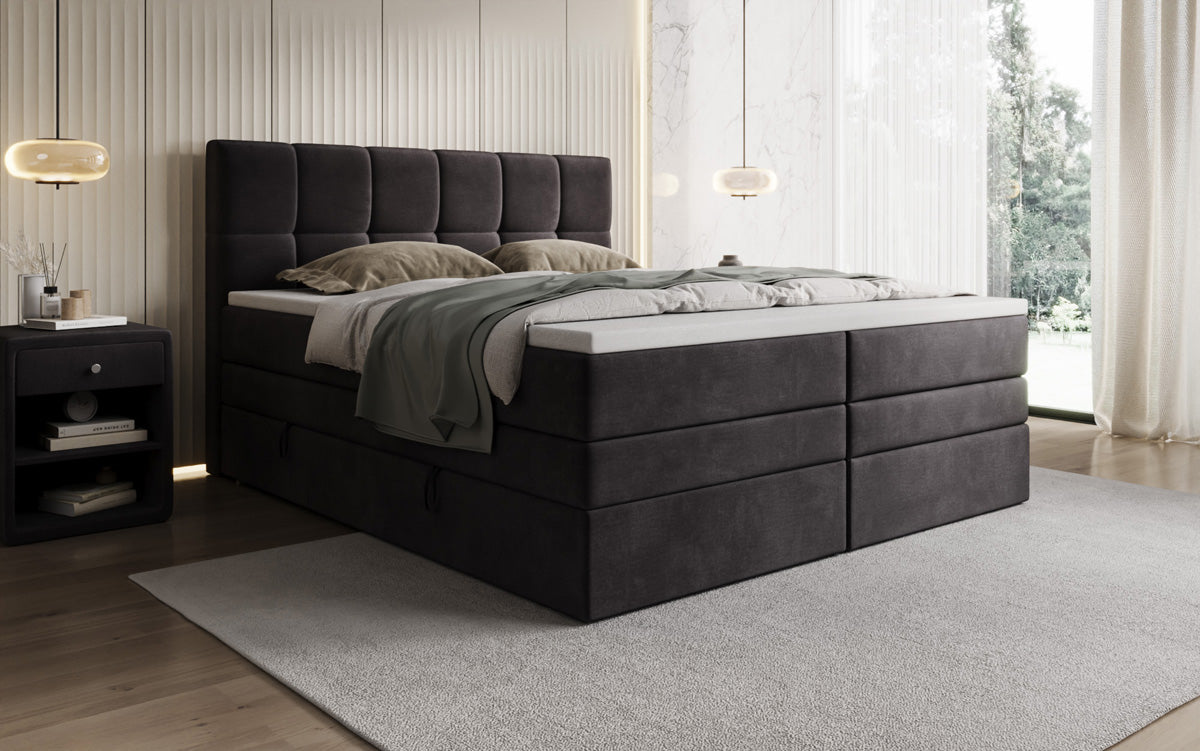 Boxspringbed Windsor met opbergruimte in Fluweel