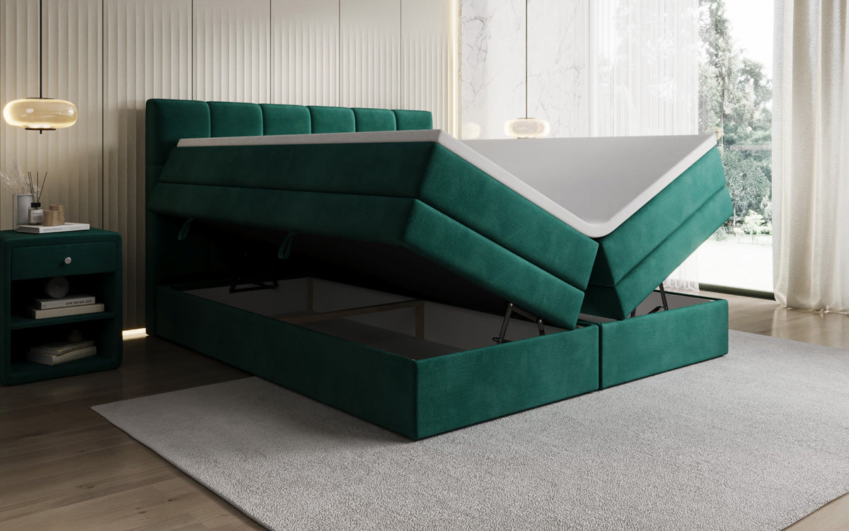 Boxspringbed Windsor met opbergruimte in Fluweel