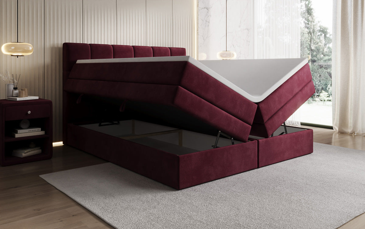Boxspringbed Windsor met opbergruimte in Fluweel