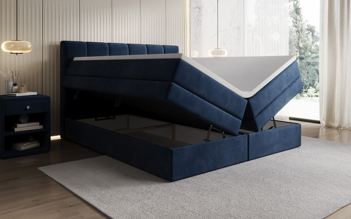 Boxspringbed Windsor met opbergruimte in Fluweel